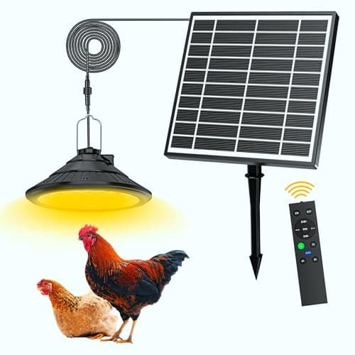 Solar Chicken Coop Light with Timer, 3-Color Dimmable, IP66 from Generic