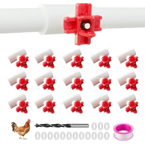 Horizontal Chicken Nipple Kit, 15-Pack with PVC Tee Fittings from Generic