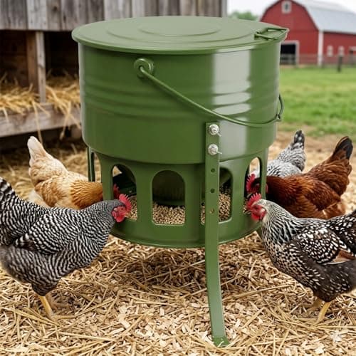 Metal No-Waste Feeder, 20 lb with 12 Ports and Tripod Stand from Generic